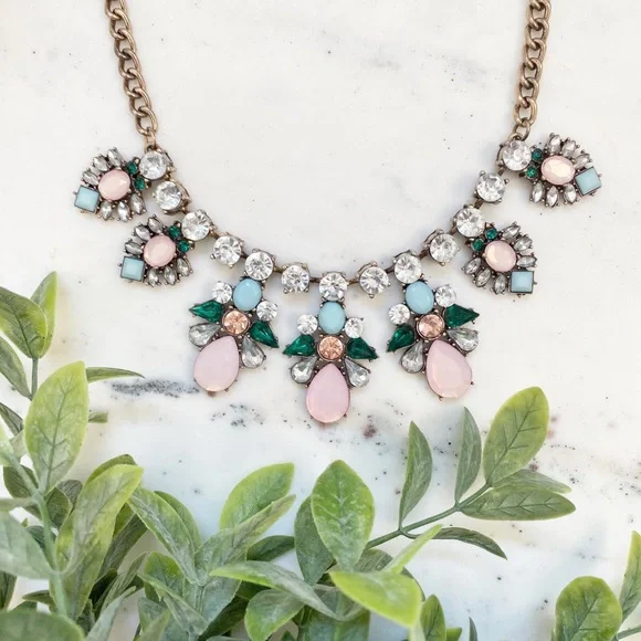 "Elise" Necklace || Pink & Clear Crystal Statement - Picture 3 of 10